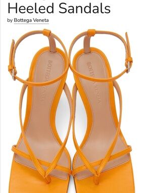 Bottega Veneta Orange Leather Strappy Heels with Ankle Tie